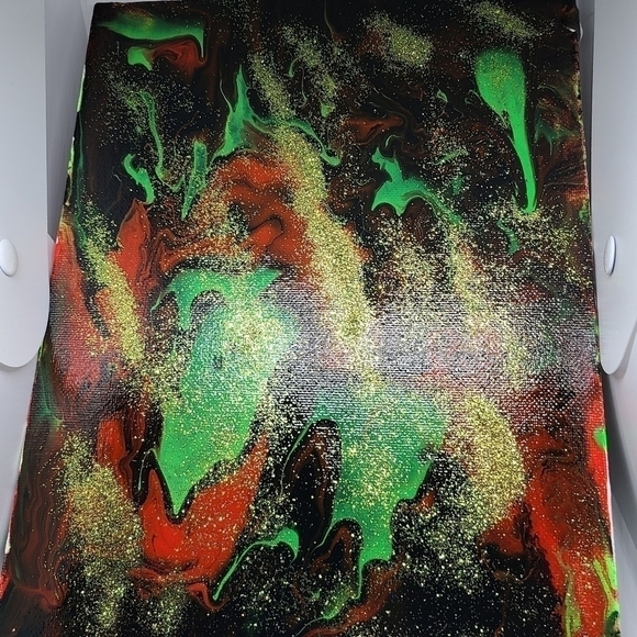 Other - 8 x 10 Black Red Green Canvas Painting